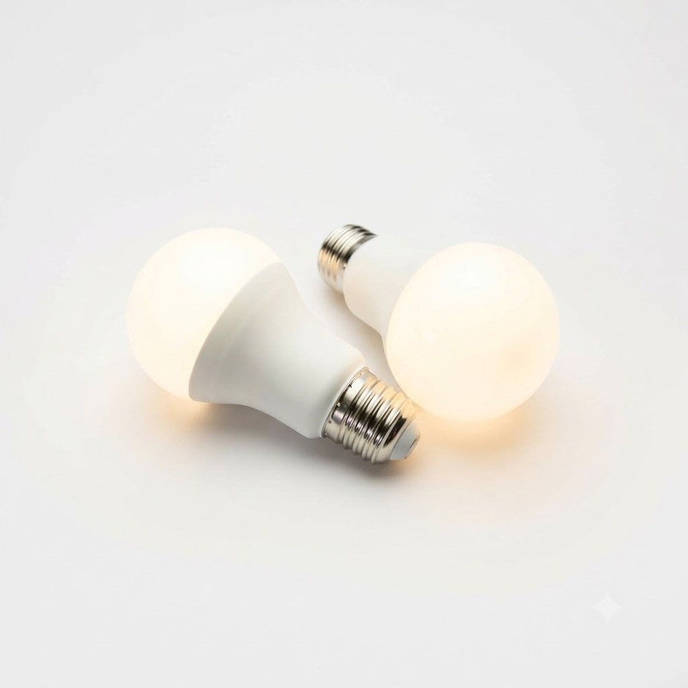 LED Bulb Housing - Polycarbonate, 60mm x 110mm, White, Ribbed Design, Aluminum-Coated Heat Sink, B22/E27 Compatible