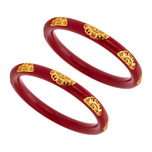 Ladies Antique Style Red Bangle - High Quality Plastic, 2/4 Inch Diameter | Fashion Accessory For Party Occasions