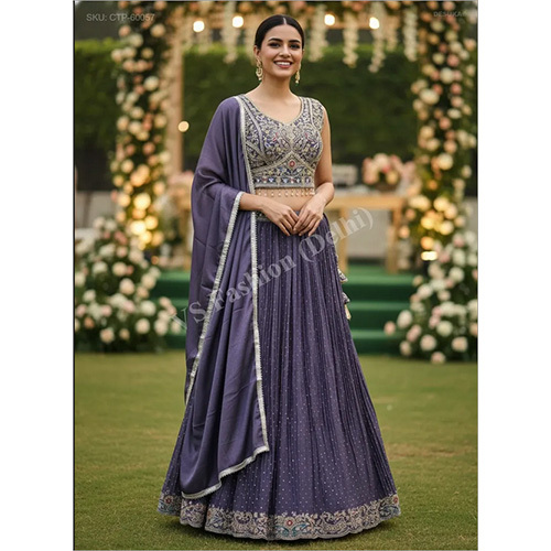 Premium Vichitra Silk Crushed Lehenga Set with Heavy Resham and Zari Embroidery