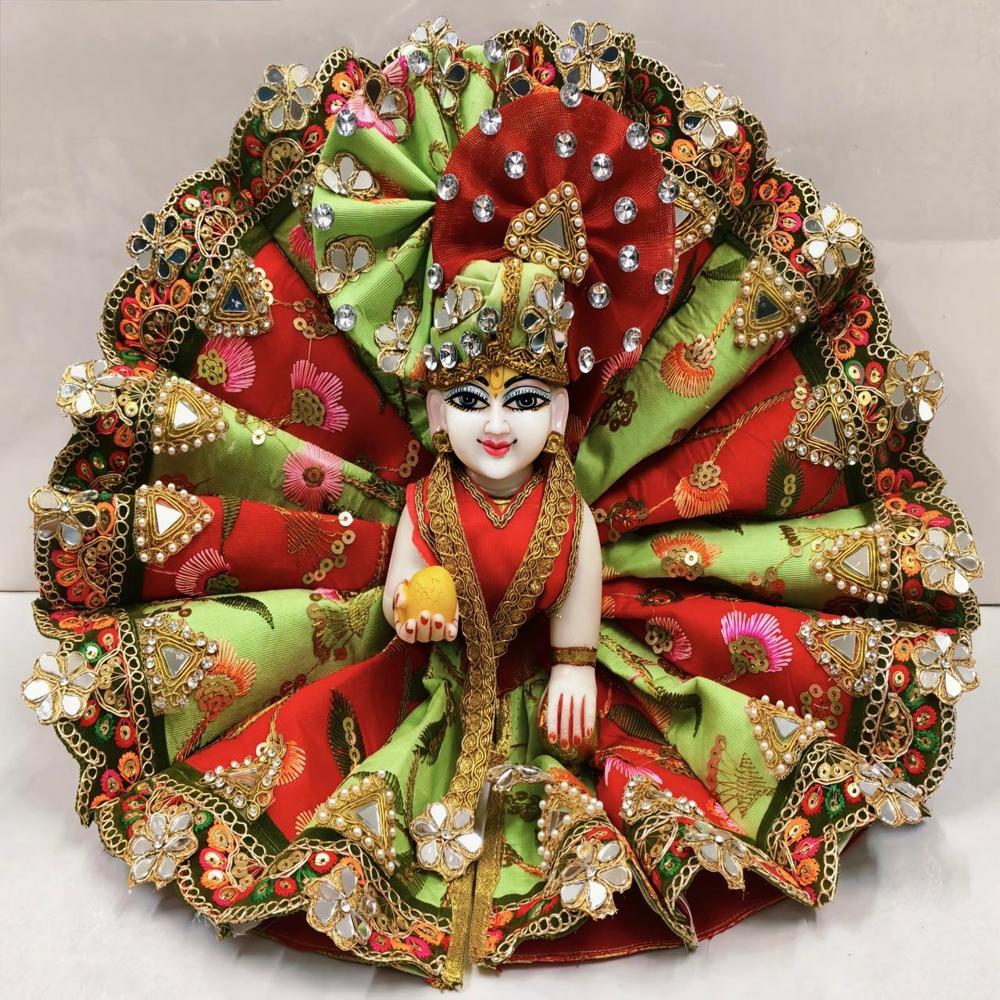 Laddu Gopal Janmashtami Special Heavy Cone Poshak With Matching Pagri