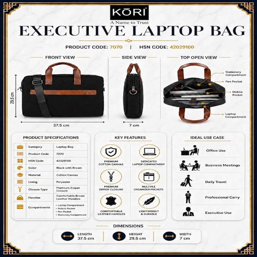 KORI Slim Edge Executive Laptop Bag(7070)