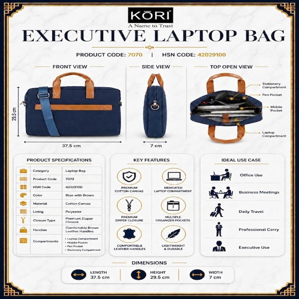 KORI Slim Edge Executive Laptop Bag(7070)