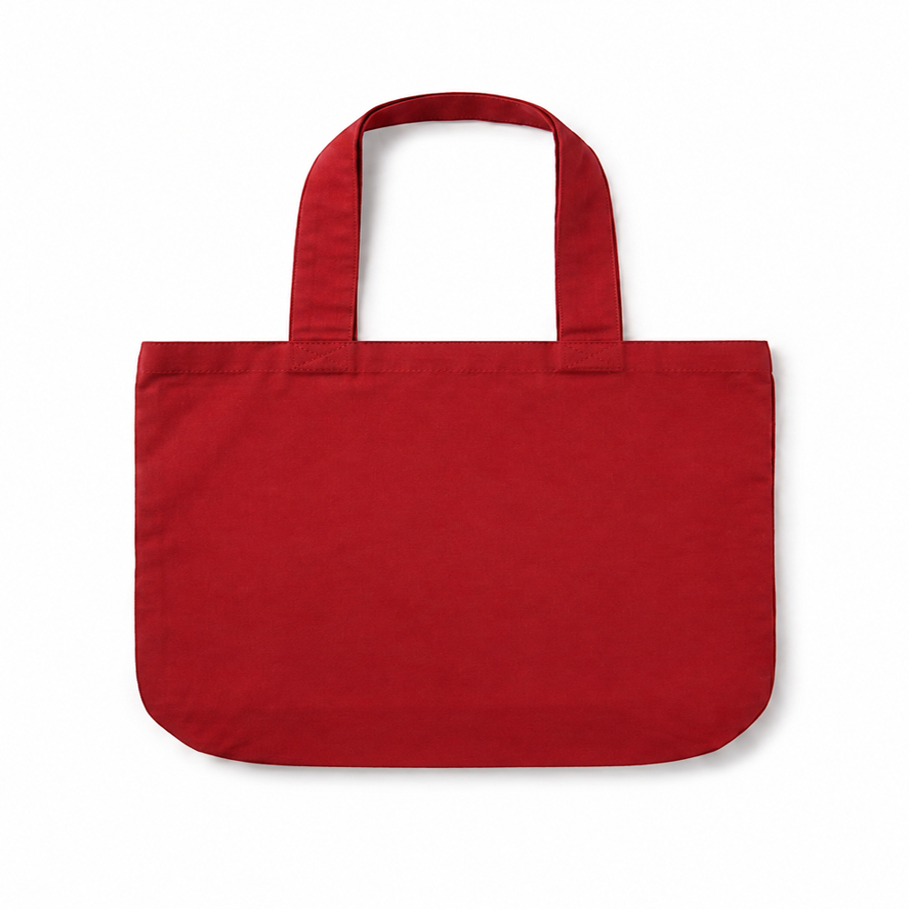 Red Canvas Rounded Bottom Tote Bag