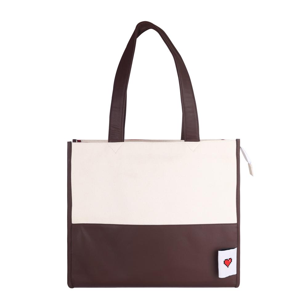 Canvas Pu Two Tone Tote Bag - Capacity: 10-15 Ltr
