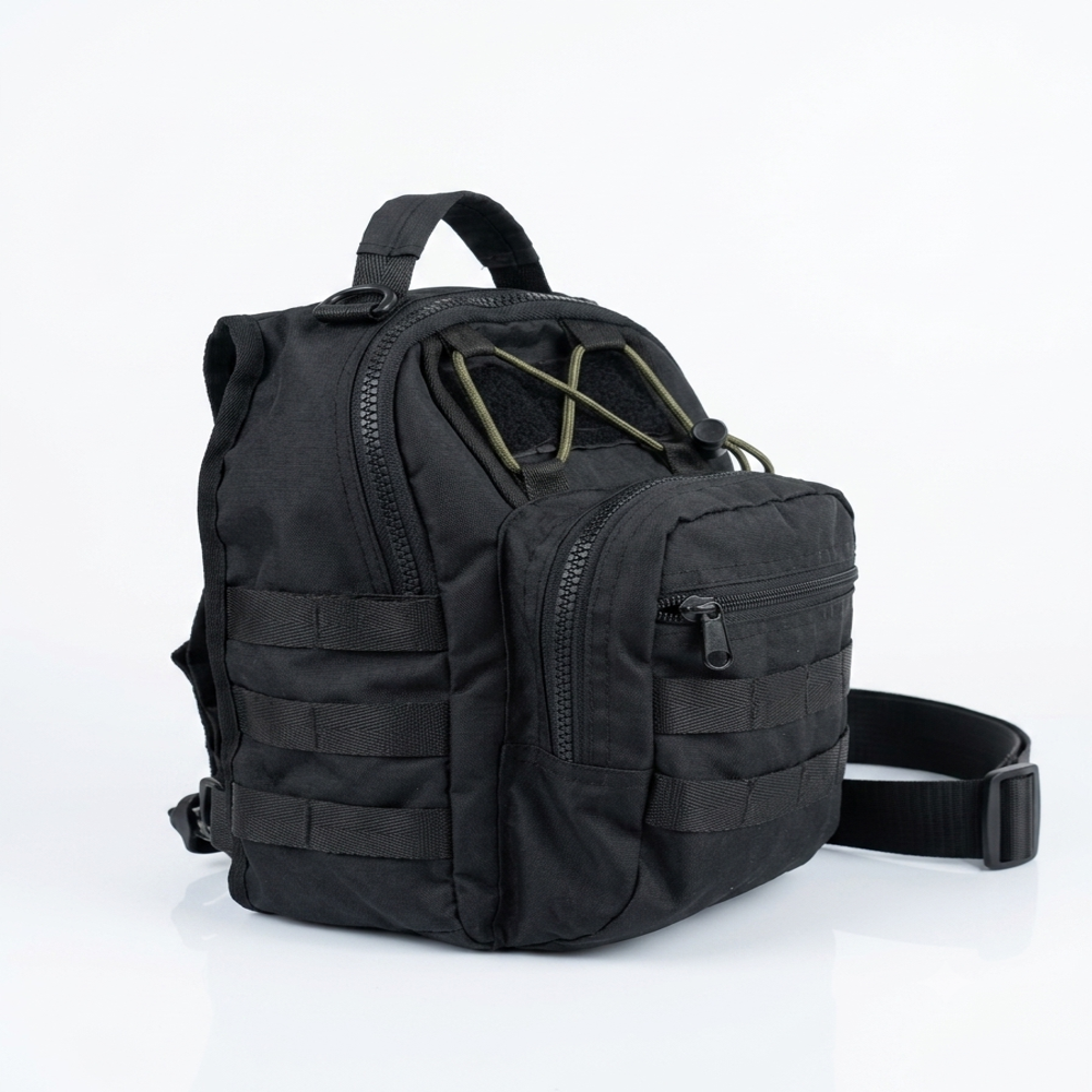 Single Shoulder-Crossbody Bag for Men - Polyester Fabric, 30x18x8 cm, Matte Black | Adjustable Strap, Water-Resistant, Lightweight, Multiple Zipper Compartments