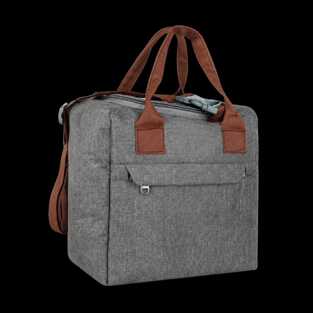 Grey Melange Duffel Bag With Tan Straps - Capacity: 2 To 4 Standard Tiffin Boxes Kg
