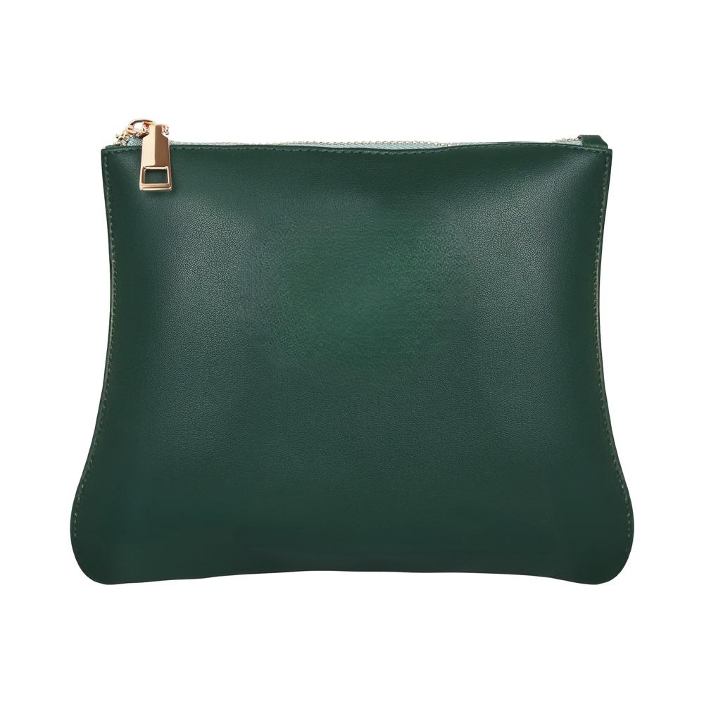 Green PU Leather Zip Pouch