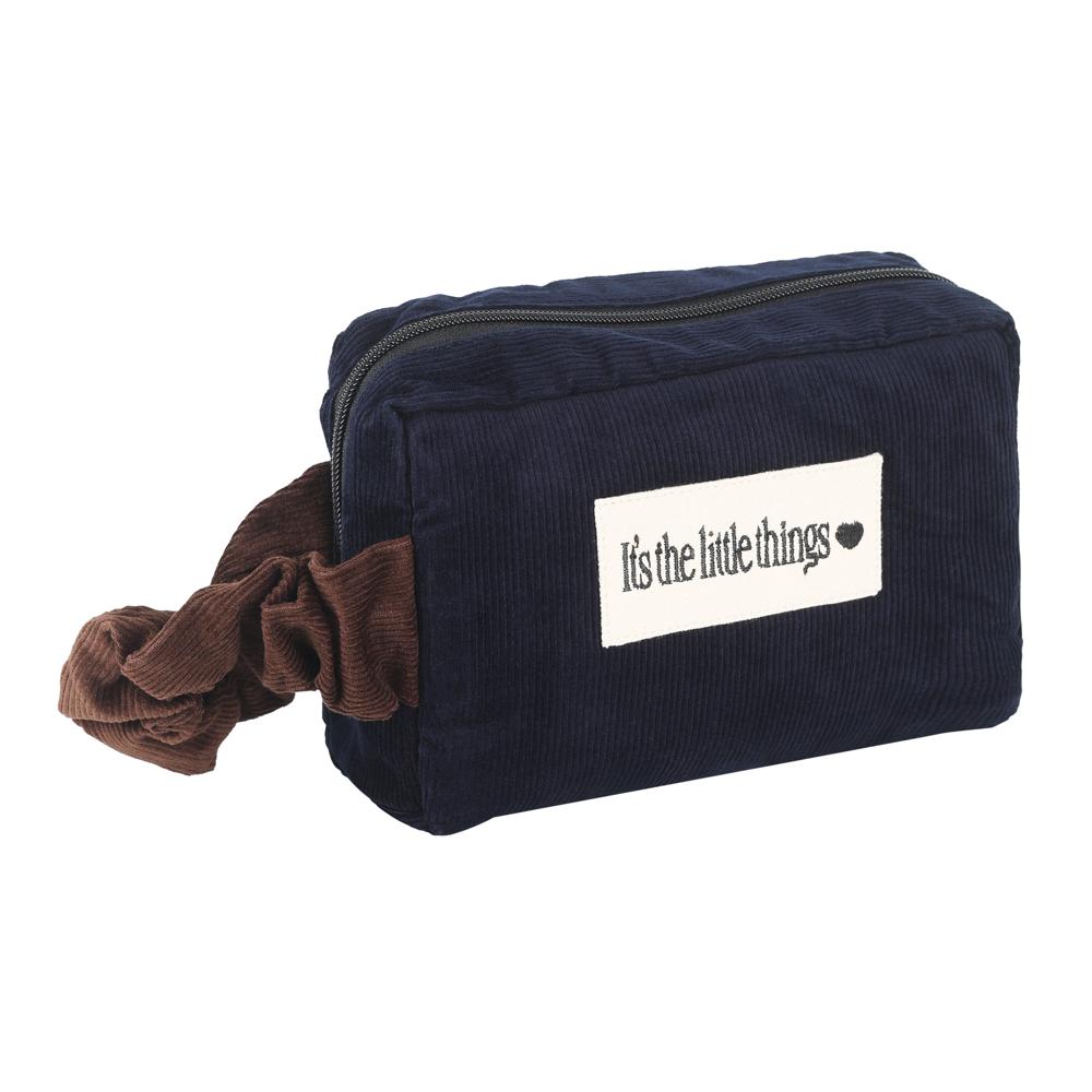 Corduroy Pouch - Soft Vertical Ridge Fabric, 15x20 cm, Brown/Caramel, Dual Drawstring Closure