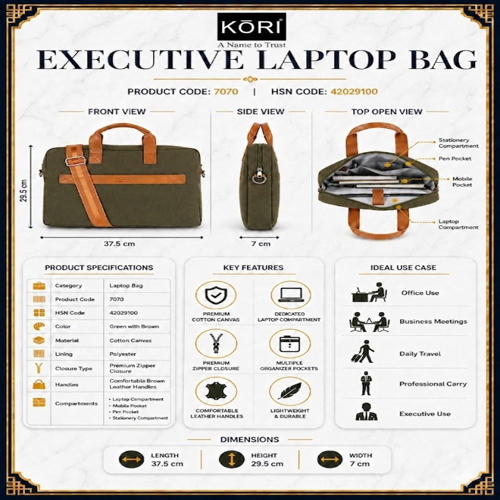 KORI Slim Edge Executive Laptop Bag(7070)