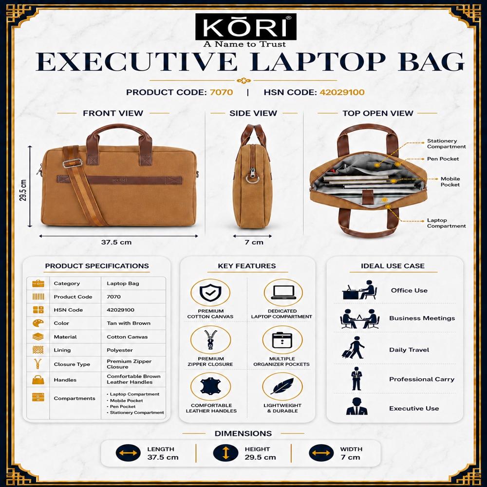 KORI Slim Edge Executive Laptop Bag(7070)