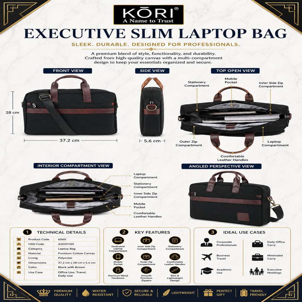 KORI Urban Craft Canvas Laptop Bag(6060)