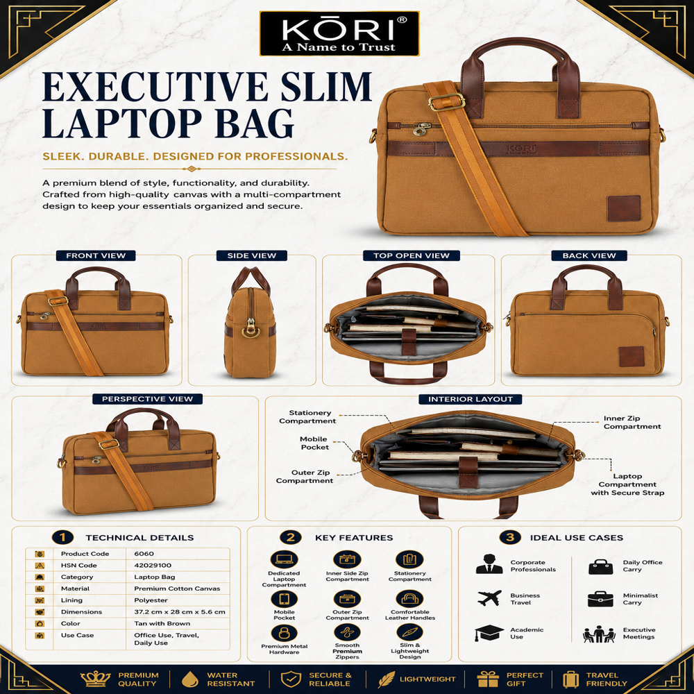 KORI Urban Craft Canvas Laptop Bag(6060)