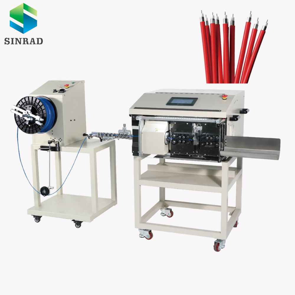 Automatic coaxial cable cutting stripping machine