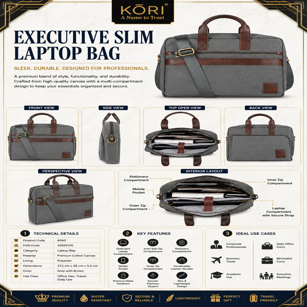 KORI Urban Craft Canvas Laptop Bag(6060)
