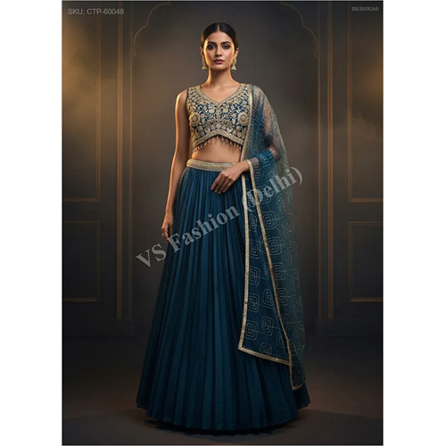 Regal Jimmy Choo Pleated Lehenga with Heavy Zari and Sequin Embellished Choli