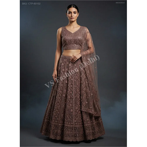 Designer Lehenga Set with Intricate Beads Work And Net Dupatta