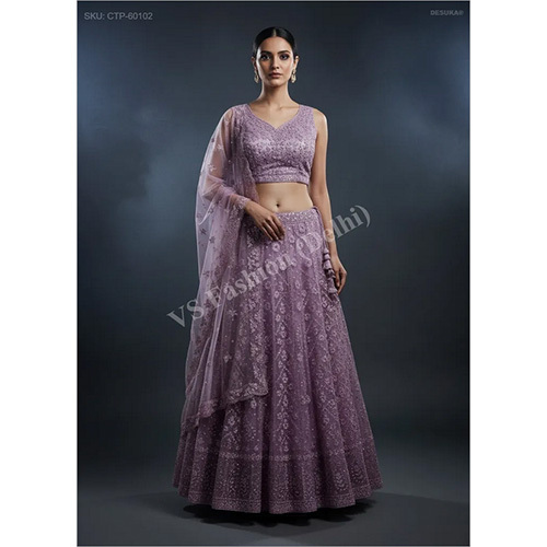 Designer Lehenga Set with Intricate Beads Work And Net Dupatta