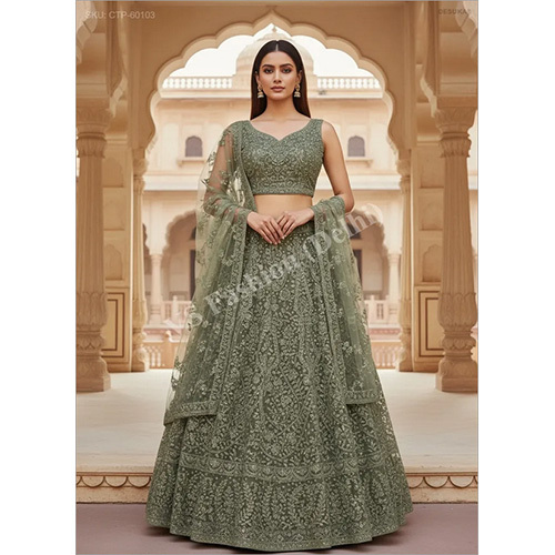 Whispering Meadow Embroidered Lehenga Set with Intricate Floral Detailing