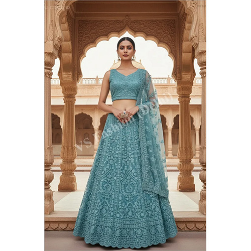 Whispering Meadow Embroidered Lehenga Set with Intricate Floral Detailing