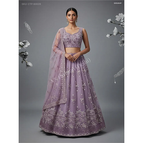 Premium Net Lehenga Choli with Intricate Resham and Sequin Embroidery