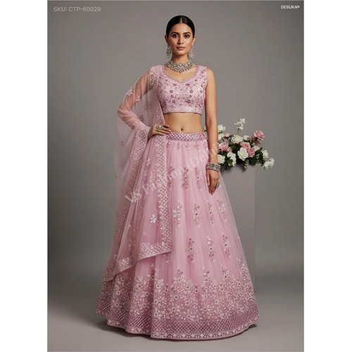 Premium Net Lehenga Choli with Intricate Resham and Sequin Embroidery