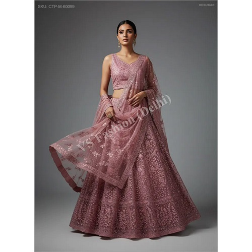 Exquisite Heavy Sequin and Thread Work Premium Net Crop Top Lehenga Set