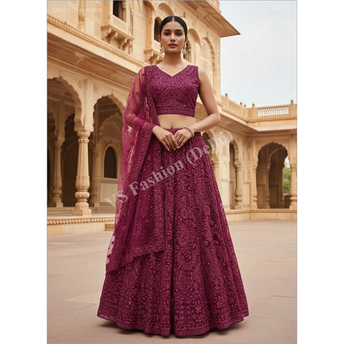 Regal Paisley Embroidered Premium Net Lehenga Set with Dense Sequin Artistry