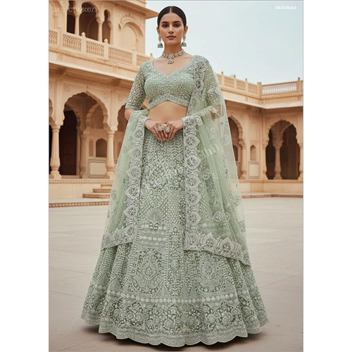 Royal Net Lehenga Choli with Intricate Cut-Dana and Sequin Jaal Work
