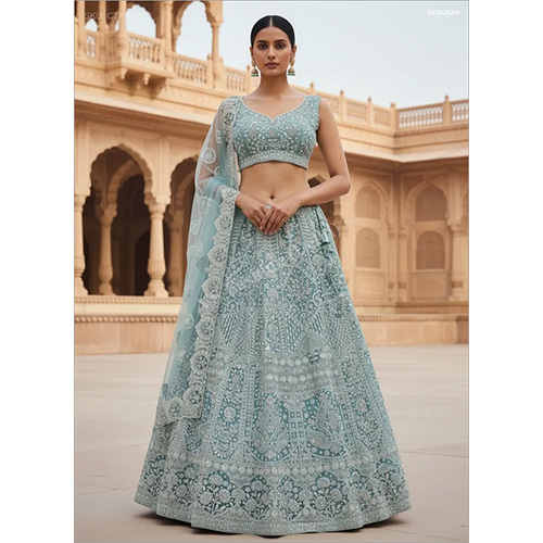 Royal Net Lehenga Choli with Intricate Cut-Dana and Sequin Jaal Work