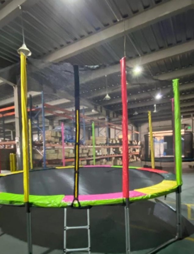 14ft Trampoline - Mild Steel Frame, Multi-color, 250kg Capacity, Foam-padded Edges, Safety Net Included