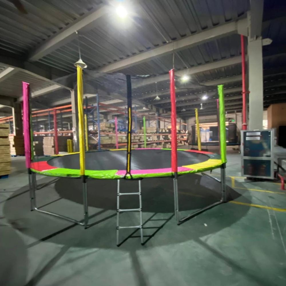 14ft Trampoline - Mild Steel Frame, Multi-color, 250kg Capacity, Foam-padded Edges, Safety Net Included