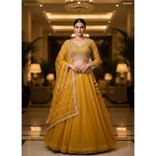 Imperial Floral Zari And Sequin Net Lehenga Set with Pearl Drops
