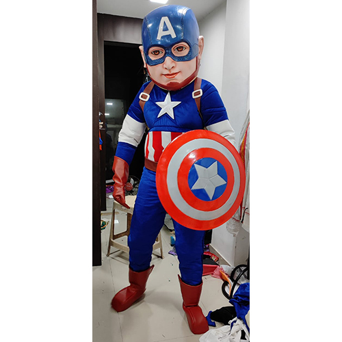 Captain America Costume - Polyester, Standard Sizes, Multicolor | Jumpsuit, Mask, Shield, Digital Print, Unisex, All-Season