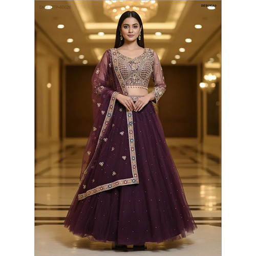 Premium Net Lehenga Choli with Intricate Zardosi and Embroidery Artistry