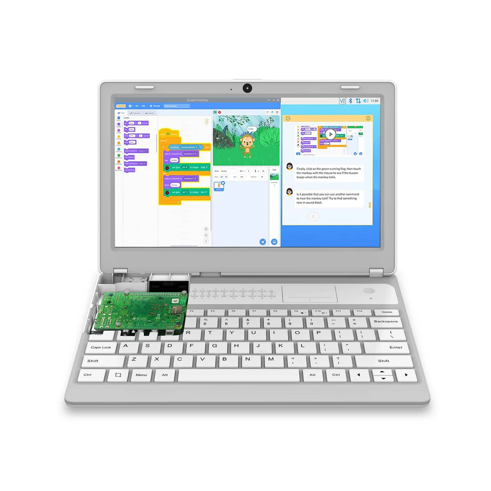 CrowPi L , Real Raspberry Pi Laptop for Learning Programming and Hardware, Programming Learning Laptop, Single Board Computer, Python and Graphical Coding Learning, Electronics STEM For Starter