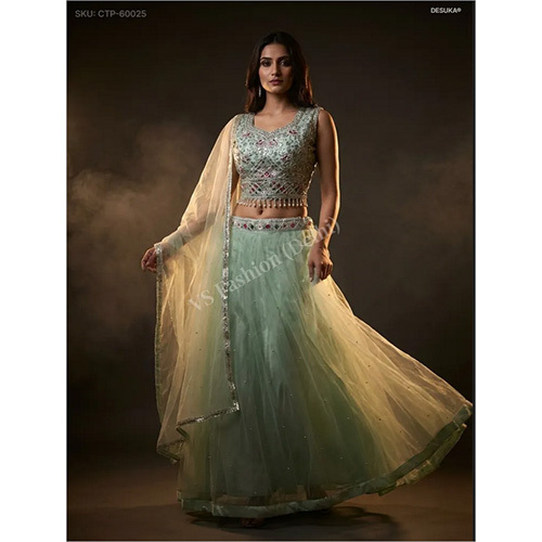 Premium Net Lehenga with Intricate Zardosi Jaal and Pearl Latkans