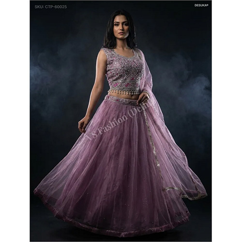 Premium Net Lehenga with Intricate Zardosi Jaal and Pearl Latkans