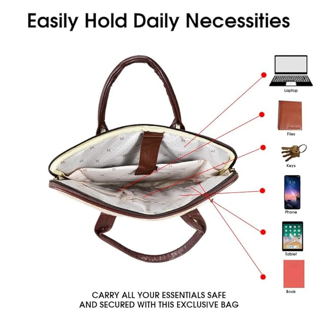 Eco-Friendly Jute Business Laptop Bag with Durable PU Leather Accents