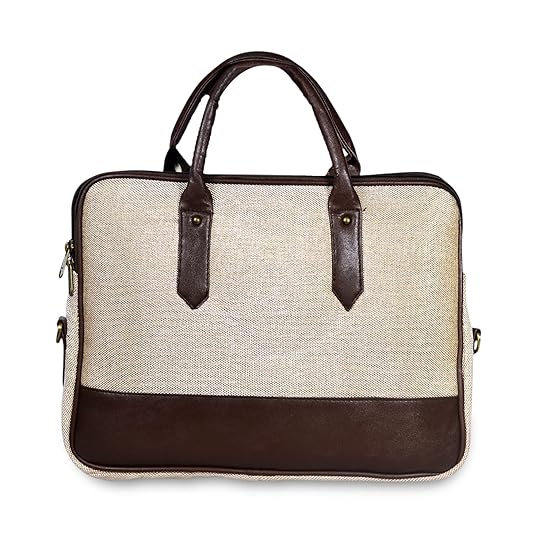 Eco-Friendly Jute Business Laptop Bag with Durable PU Leather Accents