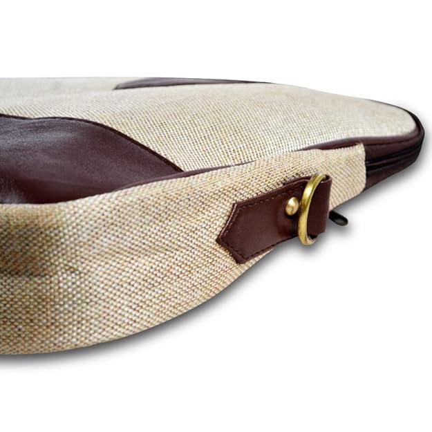 Eco-Friendly Jute Business Laptop Bag with Durable PU Leather Accents