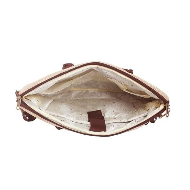 Eco-Friendly Jute Business Laptop Bag with Durable PU Leather Accents