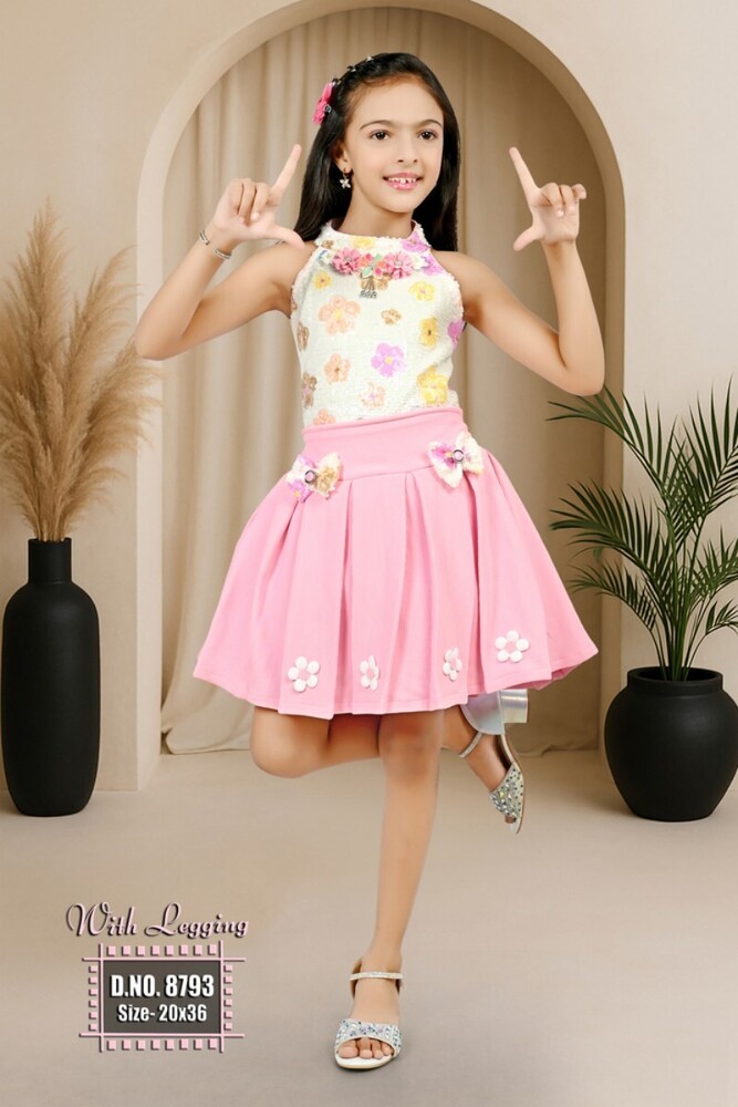 Pink  Girls Skirt Top