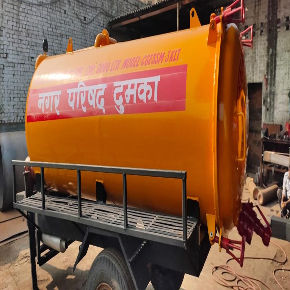 3000 Ltr capacity Sewer Suction Machine Mounted on Two Wheel Trailer Chassis