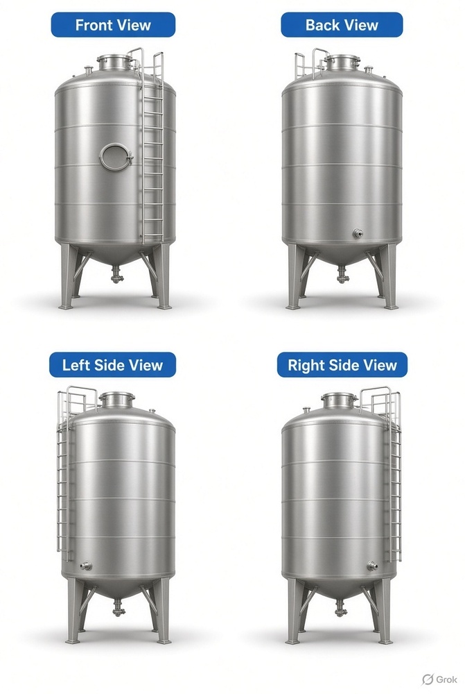 SSMS Solvent Tank Industrial Liquid Storage Tank - SS304/SS316 Stainless Steel, 5001-20000 L, Polished Finish | Leak Proof, Level Indicator, Manhole, Reinforced Legs