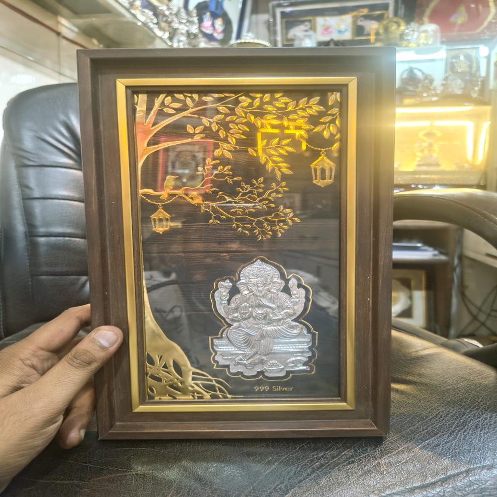 Ganesha silver photo frame