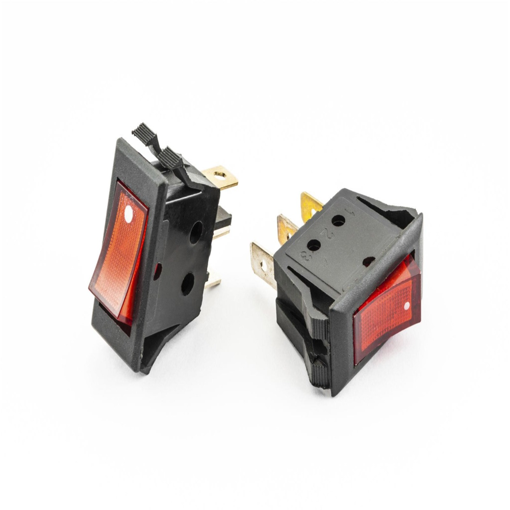 3 Pin Big Size Square Red Illuminated SPST Rocker Switch