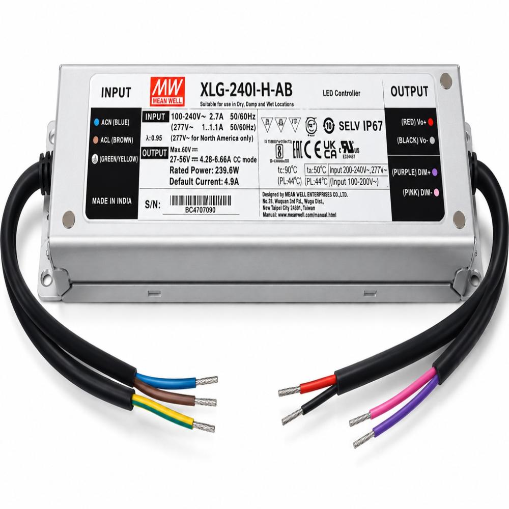 Mean Well Xlg-240-H-Ab Is A 240W Constant Current Led Driver - Color: Silver / Grey