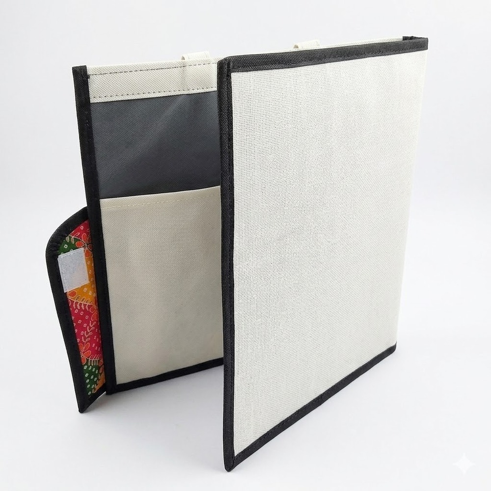 Jute Folder Bag - Pattern: Plain