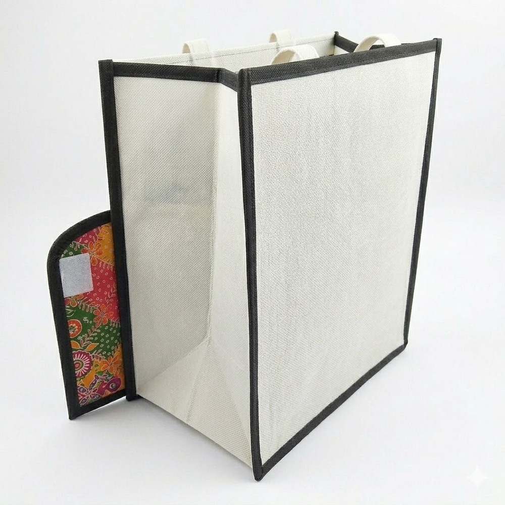 Jute Folder Bag - Pattern: Plain