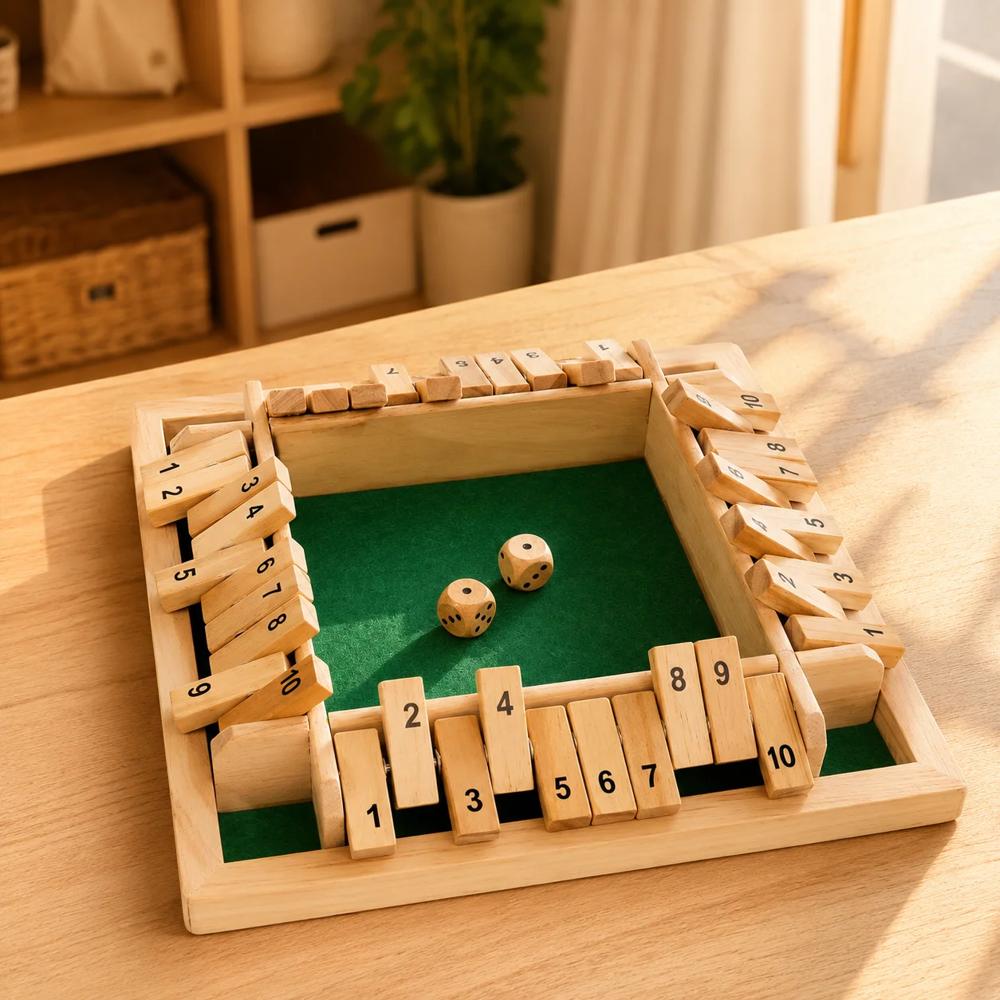 Wooden shut the box game
